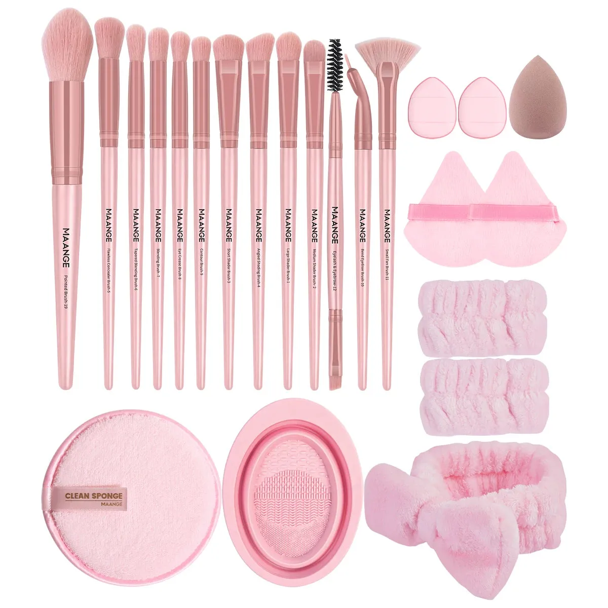 MAANGE 23-Piece Makeup Set  Brushes, Sponges & Accessories.
