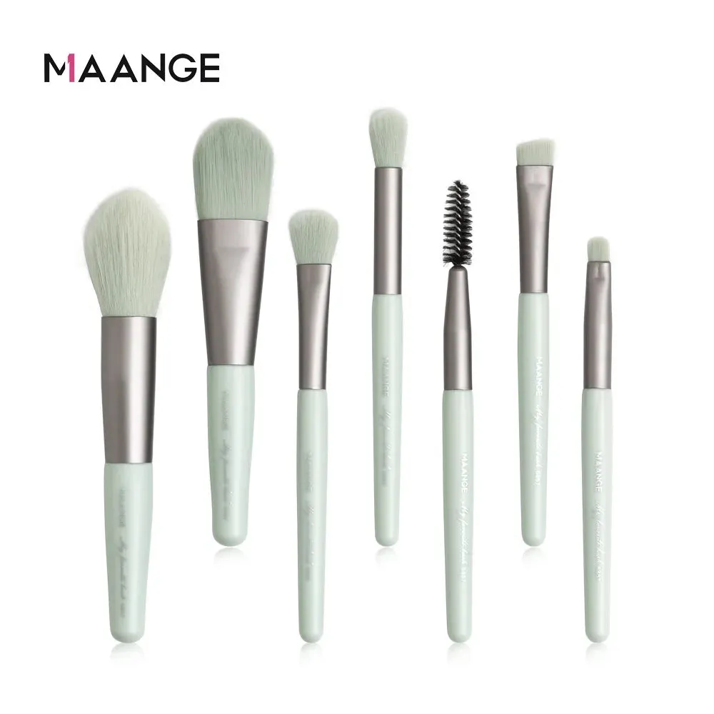 MAANGE 7Pcs Makeup Brushes Mini Set Cosmetic Powder Eye Shadow Foundation Blush Blending Beauty Make Up Tools