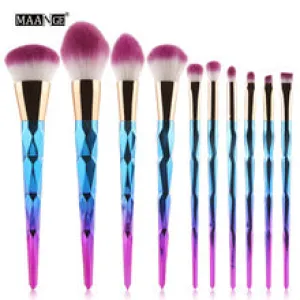 MAANGE Professional Diamond Rainbow Handle Makeup Brushes Set Foundation Face Powde