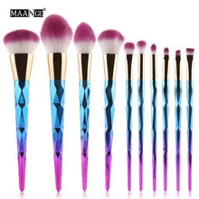 MAANGE Professional Diamond Rainbow Handle Makeup Brushes Set Foundation Face Powde