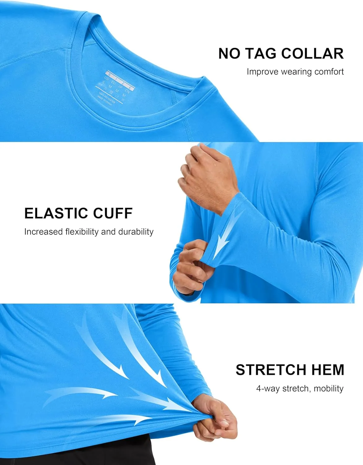 MAGCOMSEN Men's Long Sleeve Shirts UPF 50  UV Sun Protection Athletic Shirts for Hiking Running Workout Rash Guard