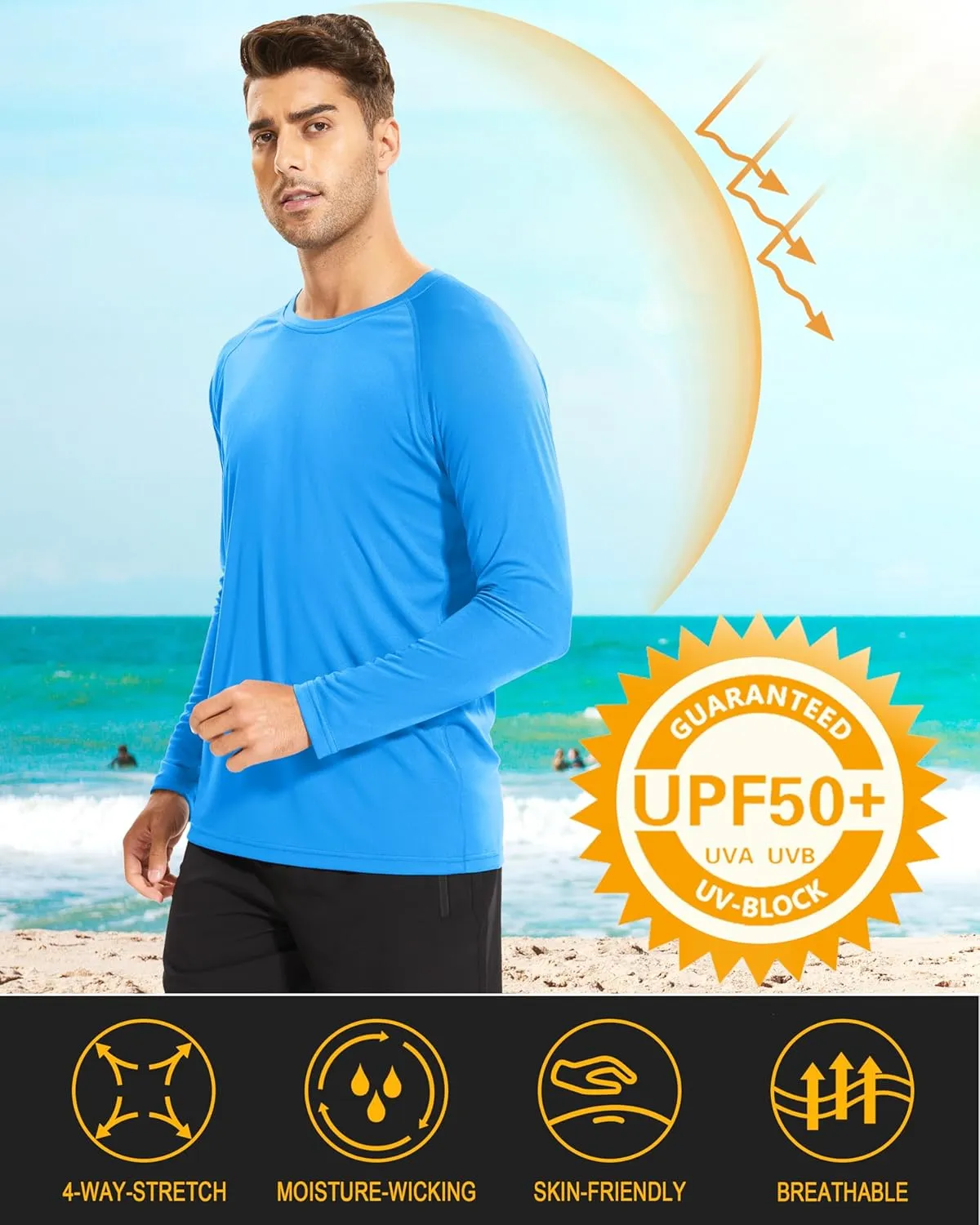 MAGCOMSEN Men's Long Sleeve Shirts UPF 50  UV Sun Protection Athletic Shirts for Hiking Running Workout Rash Guard