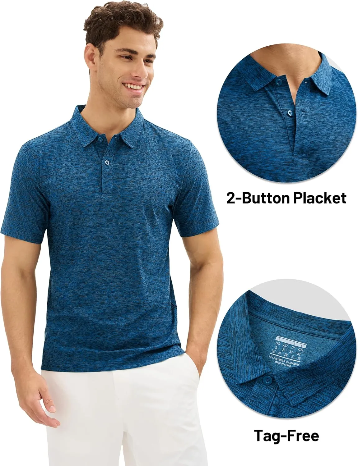 MAGCOMSEN Mens Polo Shirts Dry Fit Golf Shirts Moisture Wicking Athletic Workout Golf Polo Tees Casual Collared Shirt