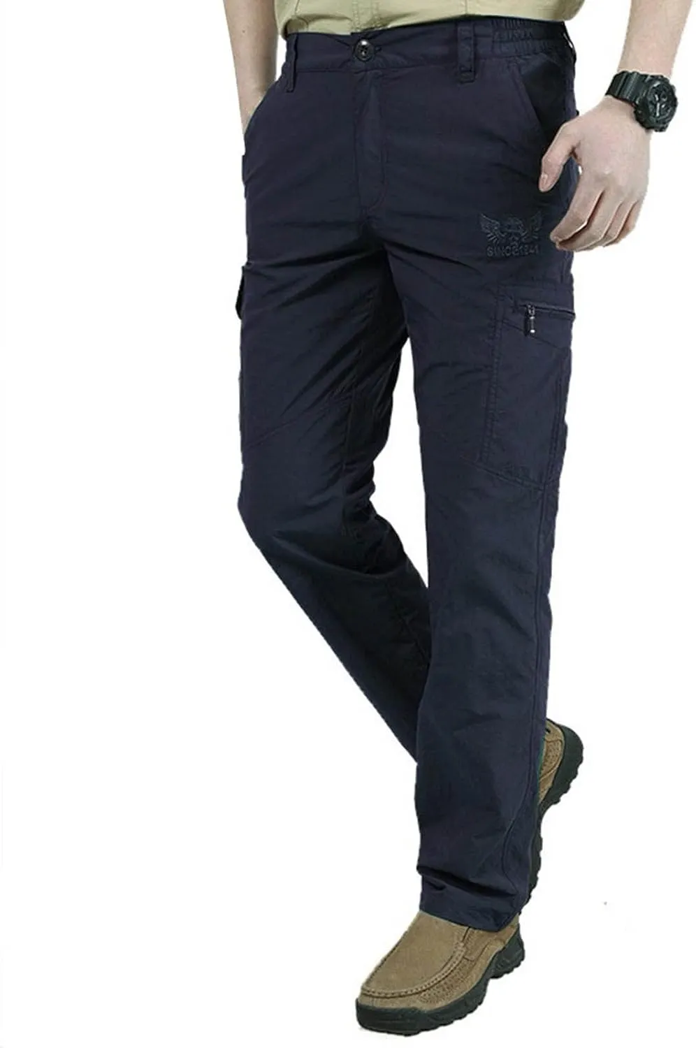 Mens Cargo Pants Casual Slim Fit Straight Leg Hiking Pant Solid Outdoor Lounge Sport Trousers with Pokets
