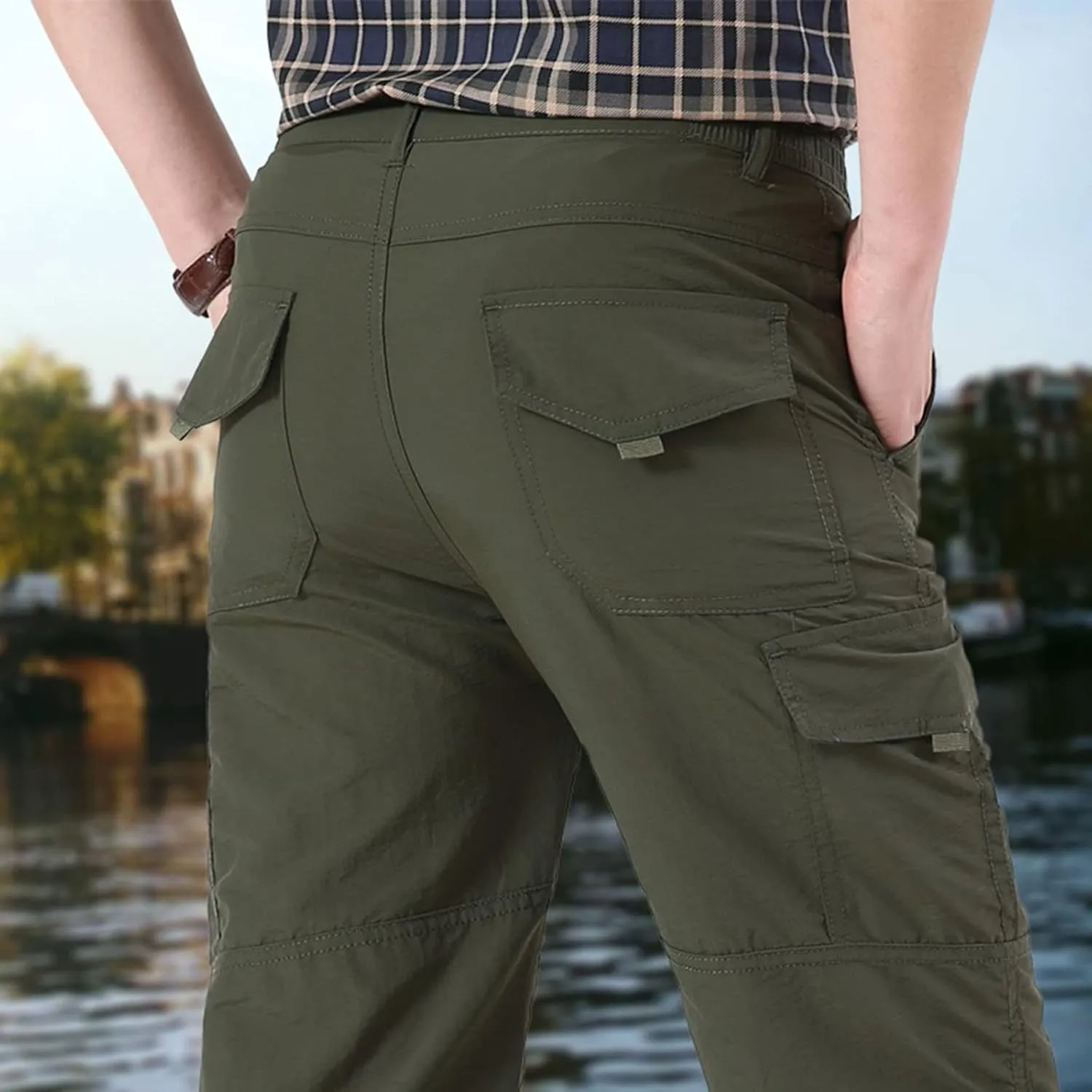 Mens Cargo Pants Casual Slim Fit Straight Leg Hiking Pant Solid Outdoor Lounge Sport Trousers with Pokets