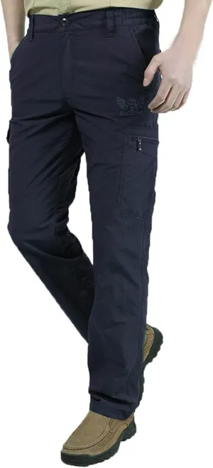 Mens Cargo Pants Casual Slim Fit Straight Leg Hiking Pant Solid Outdoor Lounge Sport Trousers with Pokets