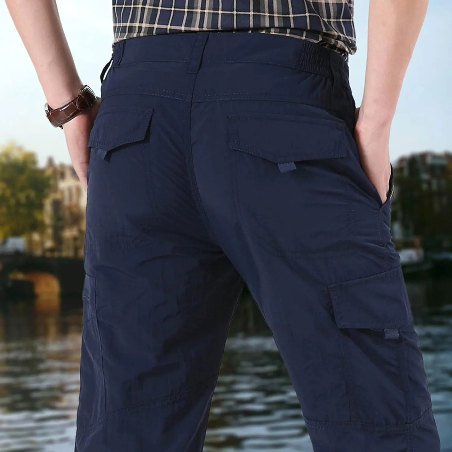 Mens Cargo Pants Casual Slim Fit Straight Leg Hiking Pant Solid Outdoor Lounge Sport Trousers with Pokets
