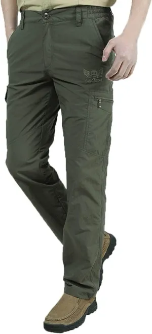Mens Cargo Pants Casual Slim Fit Straight Leg Hiking Pant Solid Outdoor Lounge Sport Trousers with Pokets