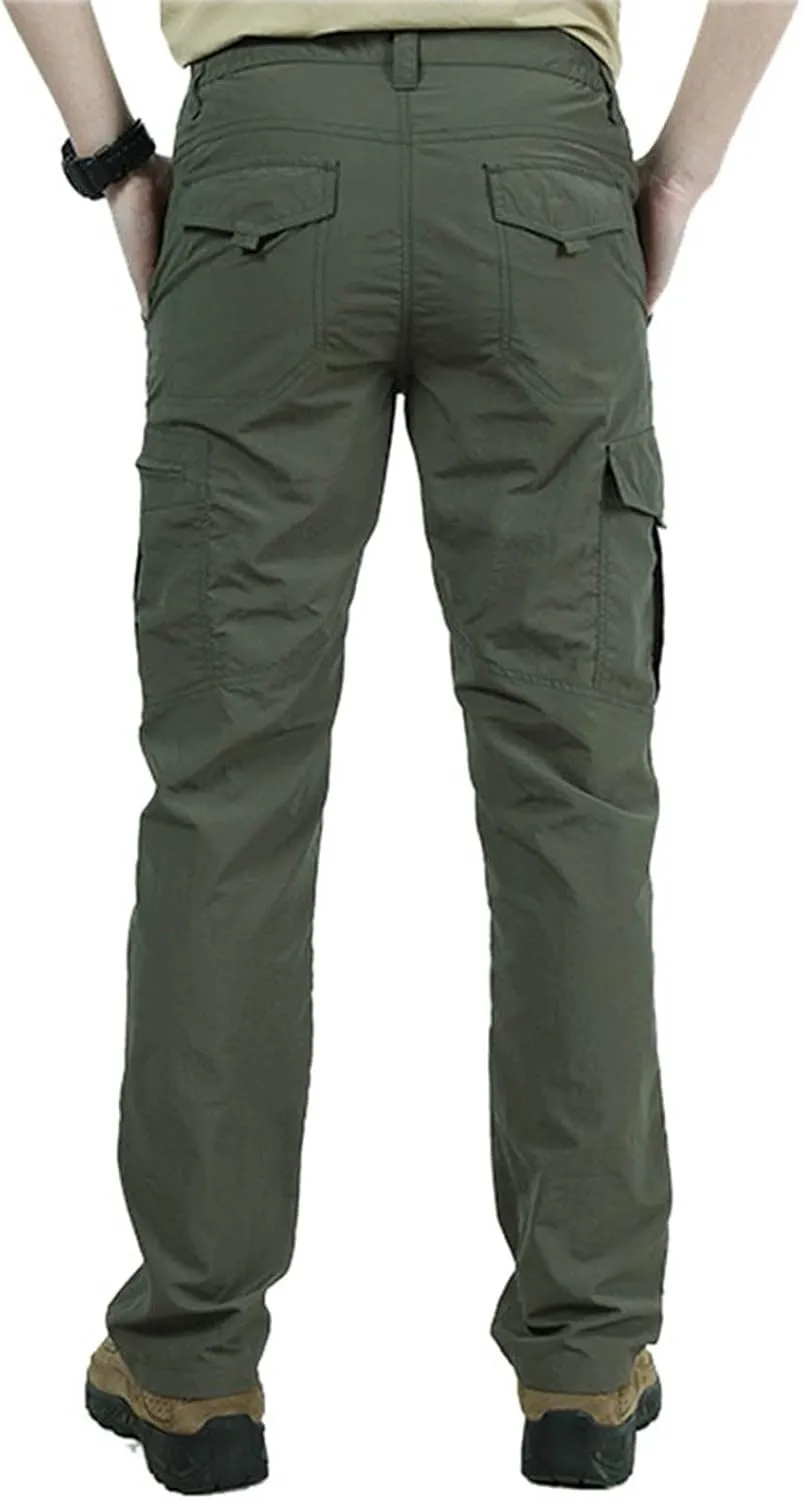Mens Cargo Pants Casual Slim Fit Straight Leg Hiking Pant Solid Outdoor Lounge Sport Trousers with Pokets