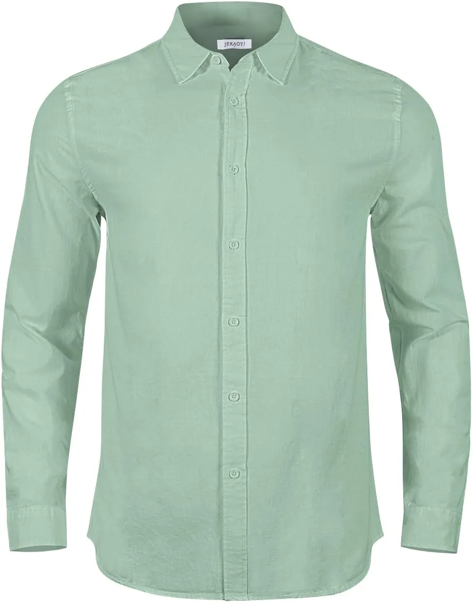 Mens Casual Long Sleeve Cotton Linen Shirts Buttons Down Solid Plain Roll-Up Sleeve Summer Beach Shirts