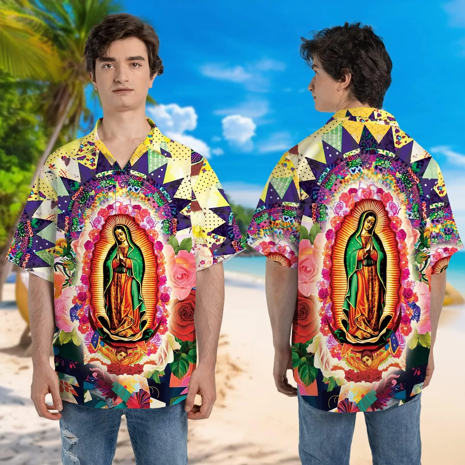 Men's Christian Jesus Hawaiian Shirts - Our Savior Button Down Mens Hawaiian Shirts Short Sleeve Series 04