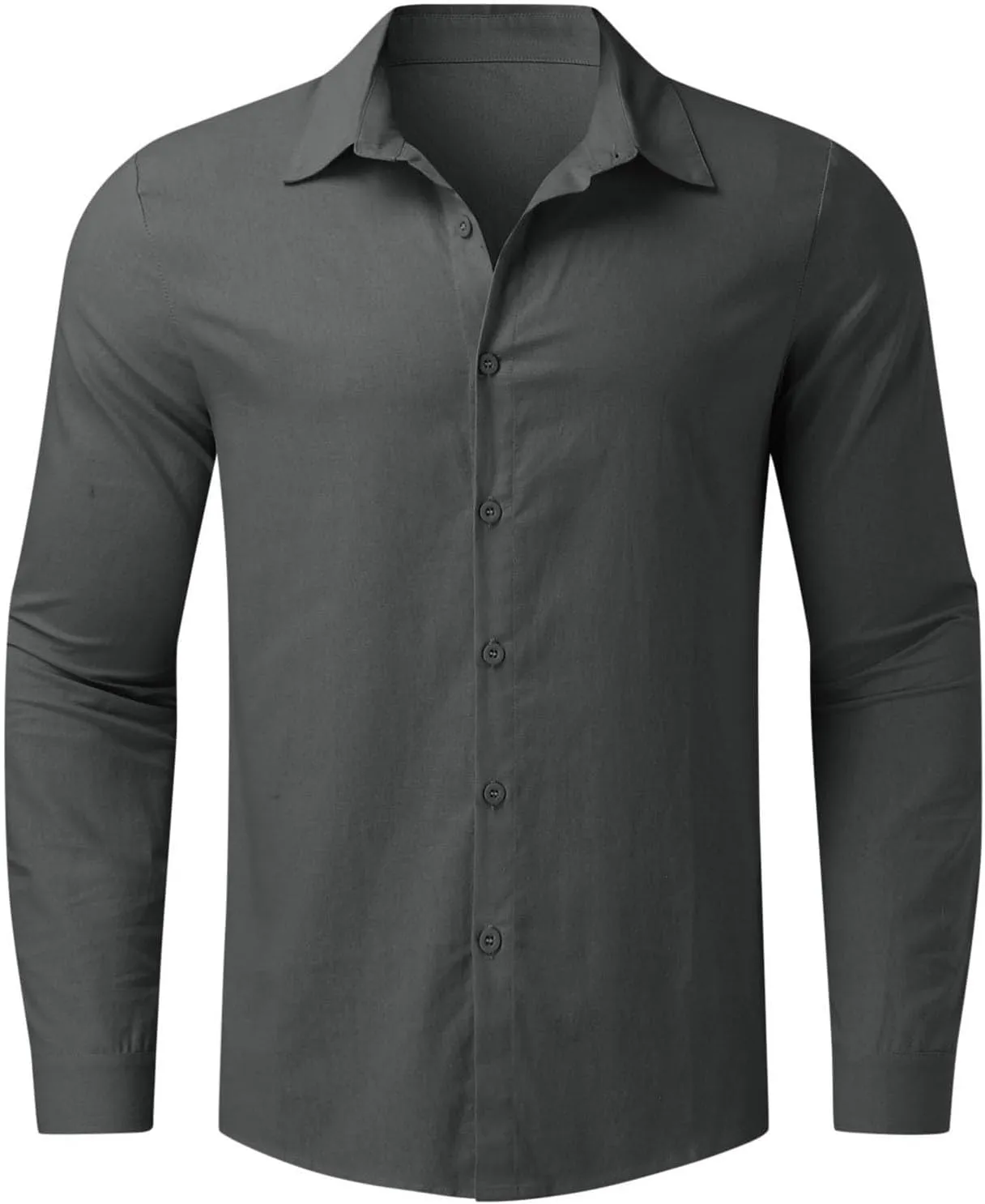 Mens Cotton Linen Long Sleeve Shirts Casual Lightweight Button Down T-shirts Summer Vacation Beach Tops Cuban Shirt