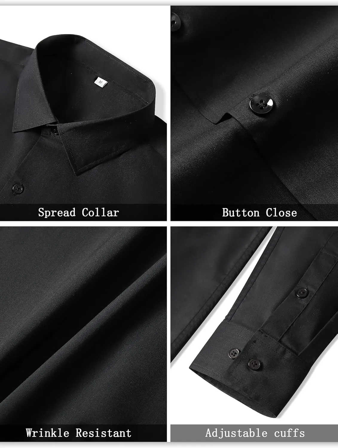 Mens Dress Shirts for Men Long Sleeve Wrinkle Free Button Down Shirt Formal Business Casual Shirts