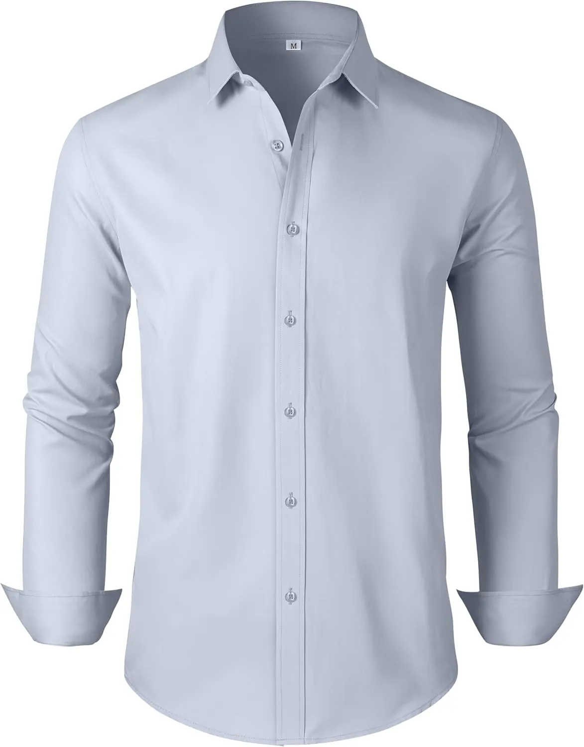 Men's Dress Shirts Regular Fit Solid Long Sleeve Wrinkle-Free Formal Shirt Business Casual Button Down Shirts