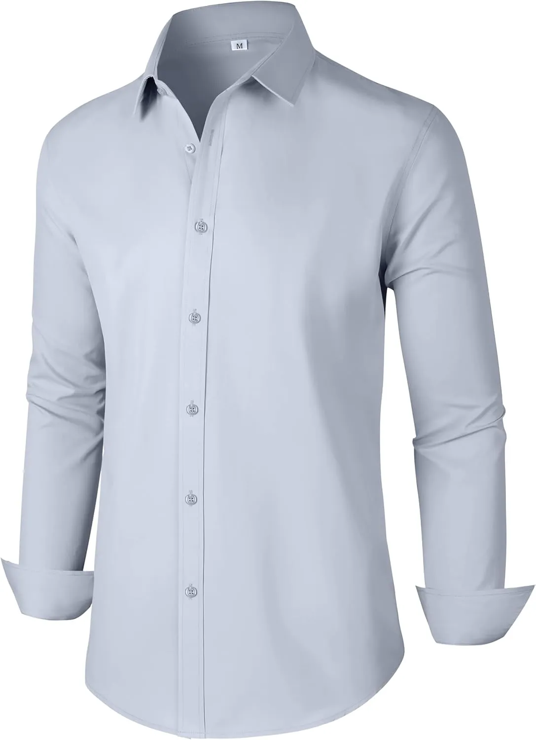 Men's Dress Shirts Regular Fit Solid Long Sleeve Wrinkle-Free Formal Shirt Business Casual Button Down Shirts