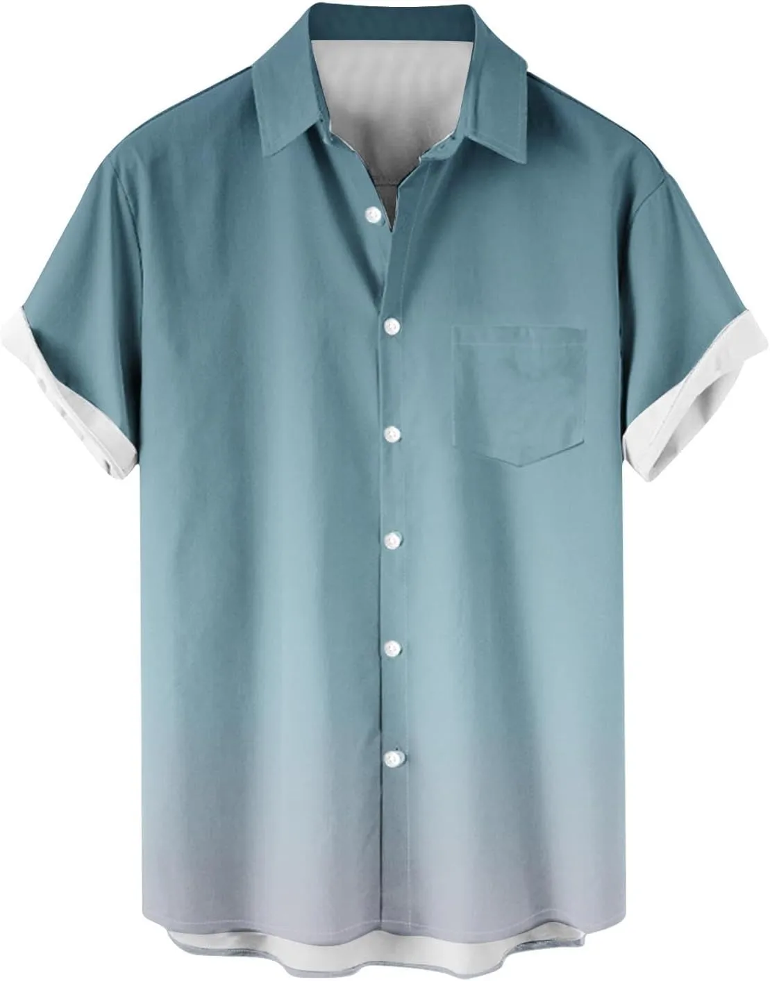 Mens Hawaiian Short Sleeve Gradient Shirts Summer Casual Button Down Shirt Fashion Tropical Vacation Lapel Shirts