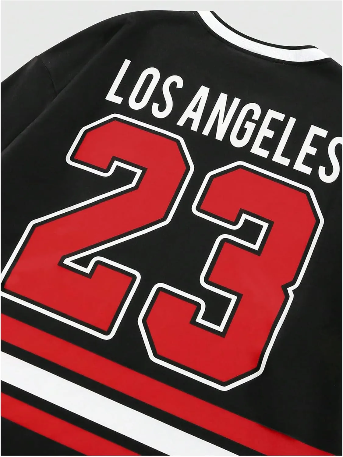 Men's Jersey Shirts Striped Letter Printed T Shirts V Neck Long Sleeve Tee Streetwear Oversized Football Top