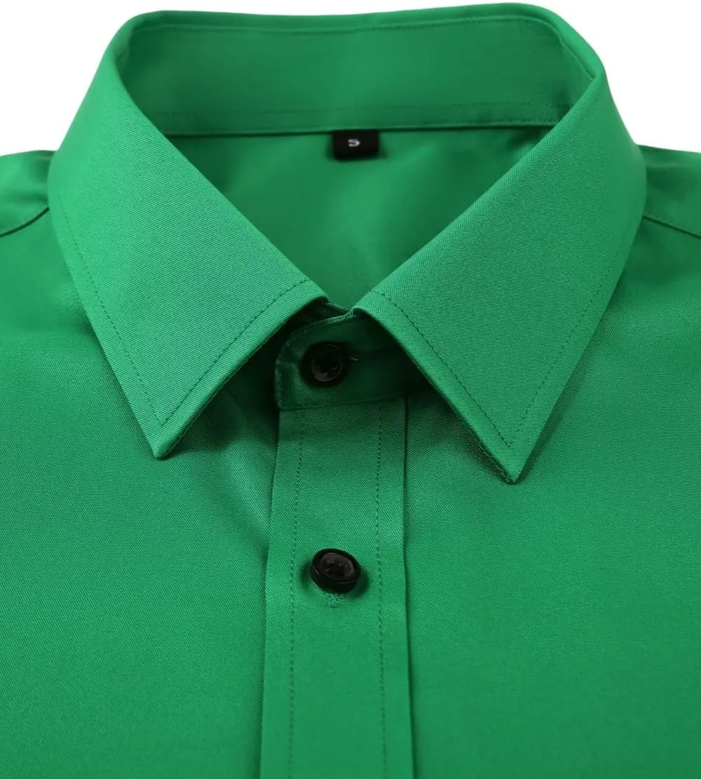 Men's Long Sleeve Dress Shirts Stretch Wrinkle Free Button Down Shirt Business Wedding Formal Shirts Regular Fit