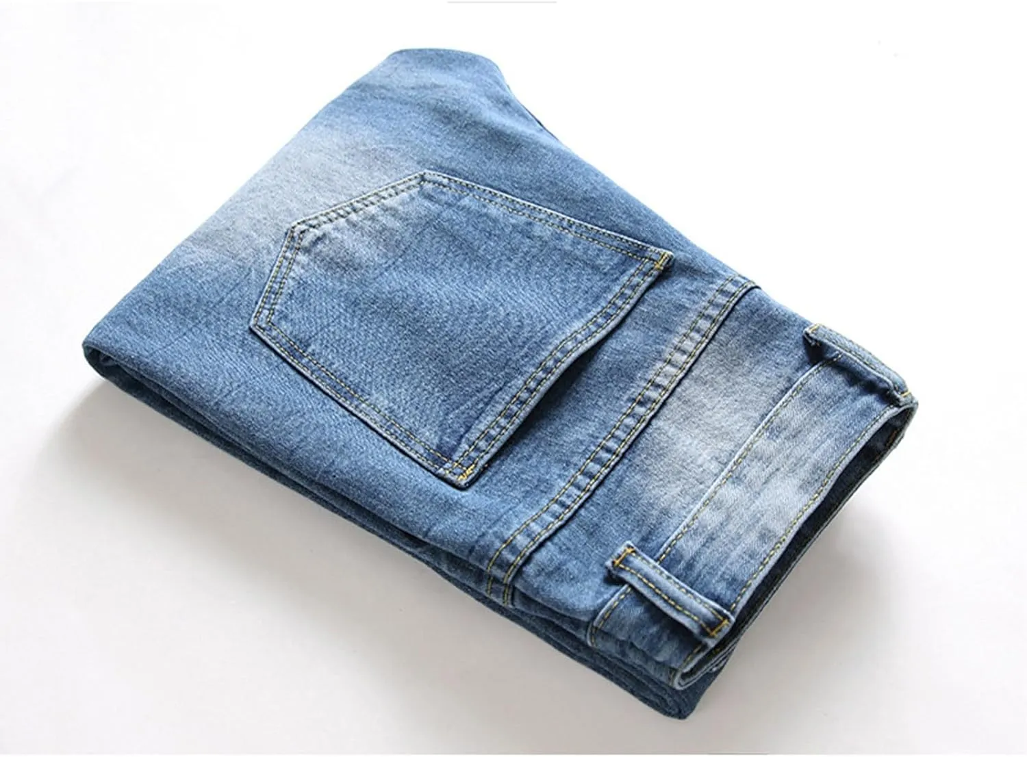 Men's Ripped Slim Fit Jean Pants Solid Straight Leg Skinny Denim Pant Stretch Washed Pencil Trouser with Zipper