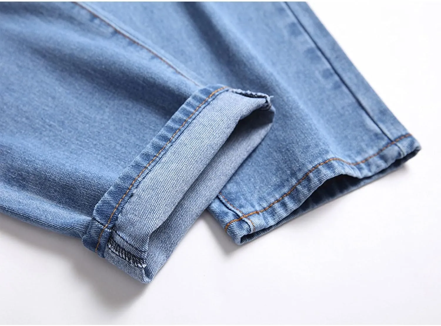 Men's Ripped Slim Fit Jean Pants Solid Straight Leg Skinny Denim Pant Stretch Washed Pencil Trouser with Zipper