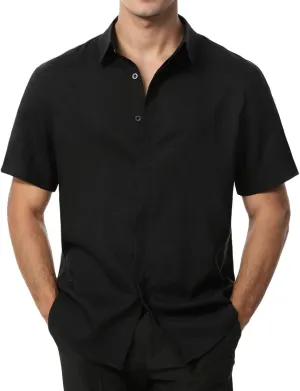 Men's Stretch Wrinkle Free Short Sleeve Button Down Shirts Summer Casual Texture Beach Vacation Wedding Shirt