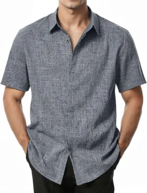 Men's Stretch Wrinkle Free Short Sleeve Button Down Shirts Summer Casual Texture Beach Vacation Wedding Shirt