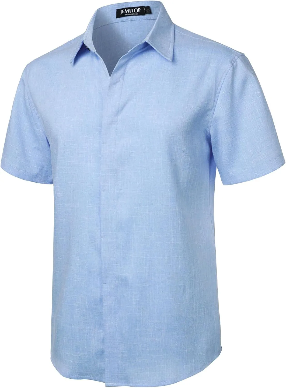 Men's Stretch Wrinkle Free Short Sleeve Button Down Shirts Summer Casual Texture Beach Vacation Wedding Shirt