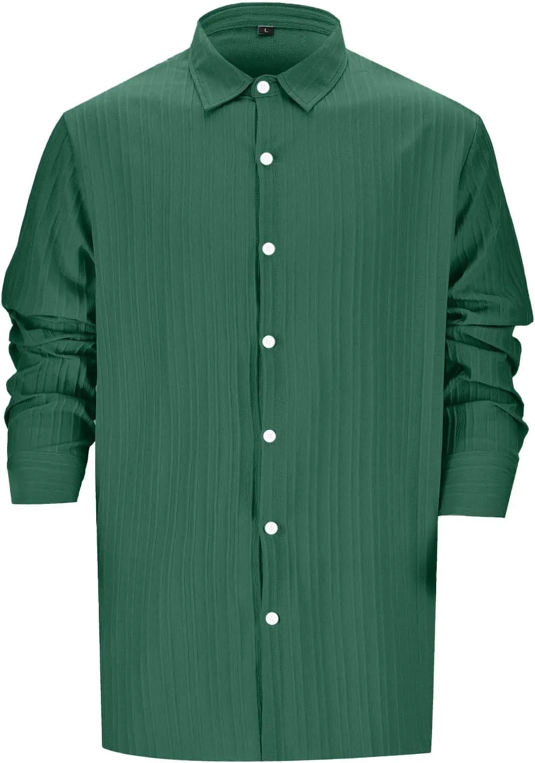 Men's Summer Cotton Linen Shirts Long Sleeve Casual Button Down Shirt Plus Size Lightweight Loose Beach Holiday Tops