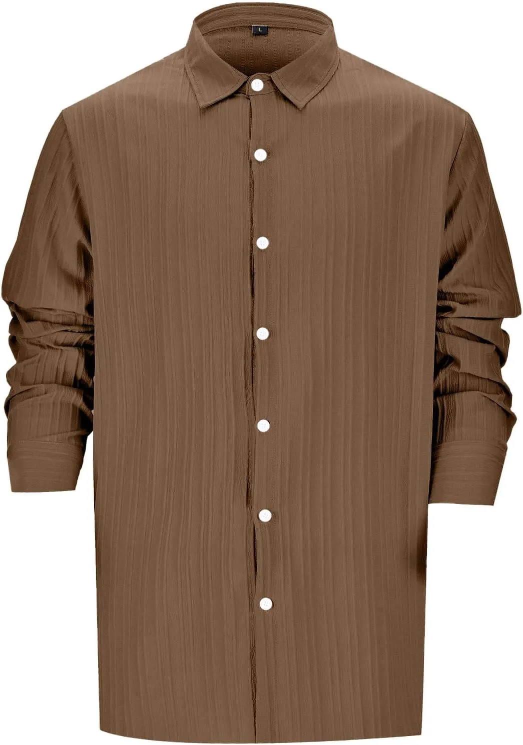 Men's Summer Cotton Linen Shirts Long Sleeve Casual Button Down Shirt Plus Size Lightweight Loose Beach Holiday Tops