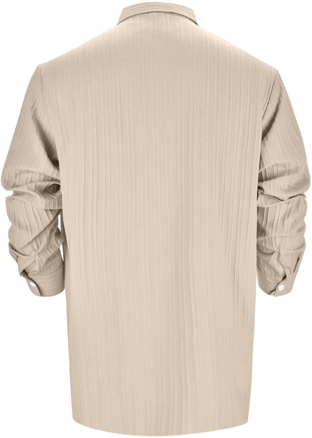 Men's Summer Cotton Linen Shirts Long Sleeve Casual Button Down Shirt Plus Size Lightweight Loose Beach Holiday Tops