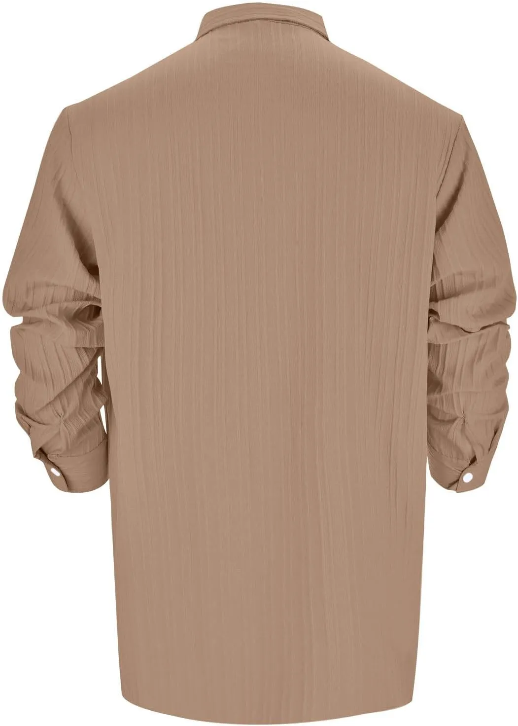 Men's Summer Cotton Linen Shirts Long Sleeve Casual Button Down Shirt Plus Size Lightweight Loose Beach Holiday Tops