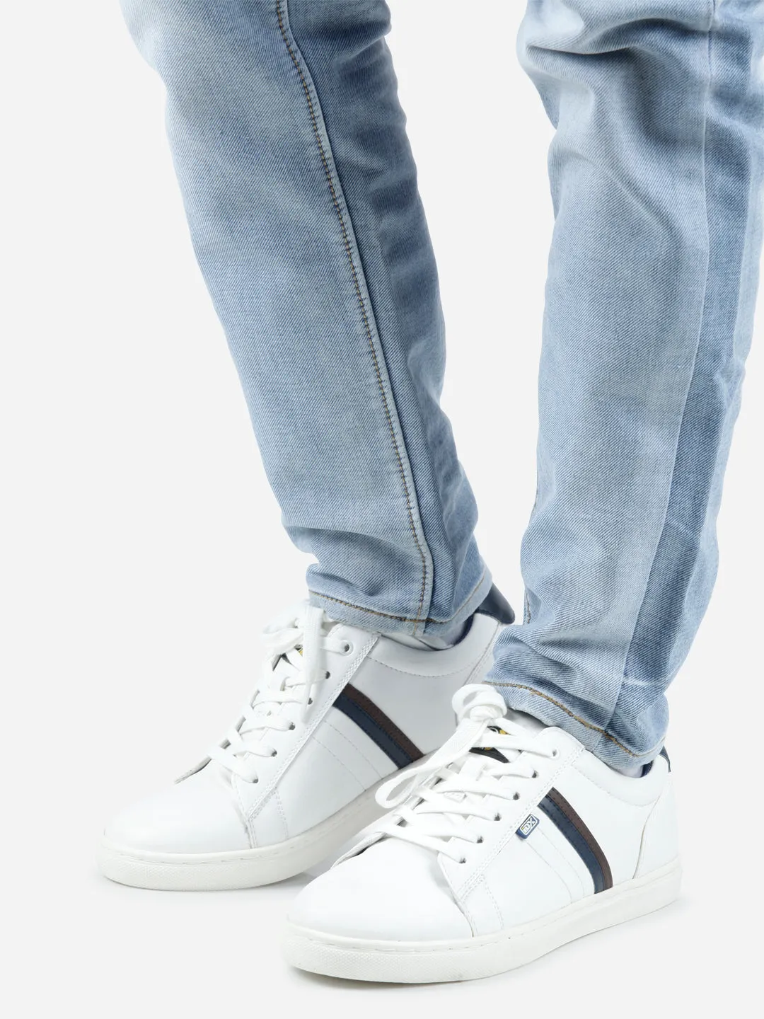Men's White Lace Up Smart Casual Sneaker (IX1059)