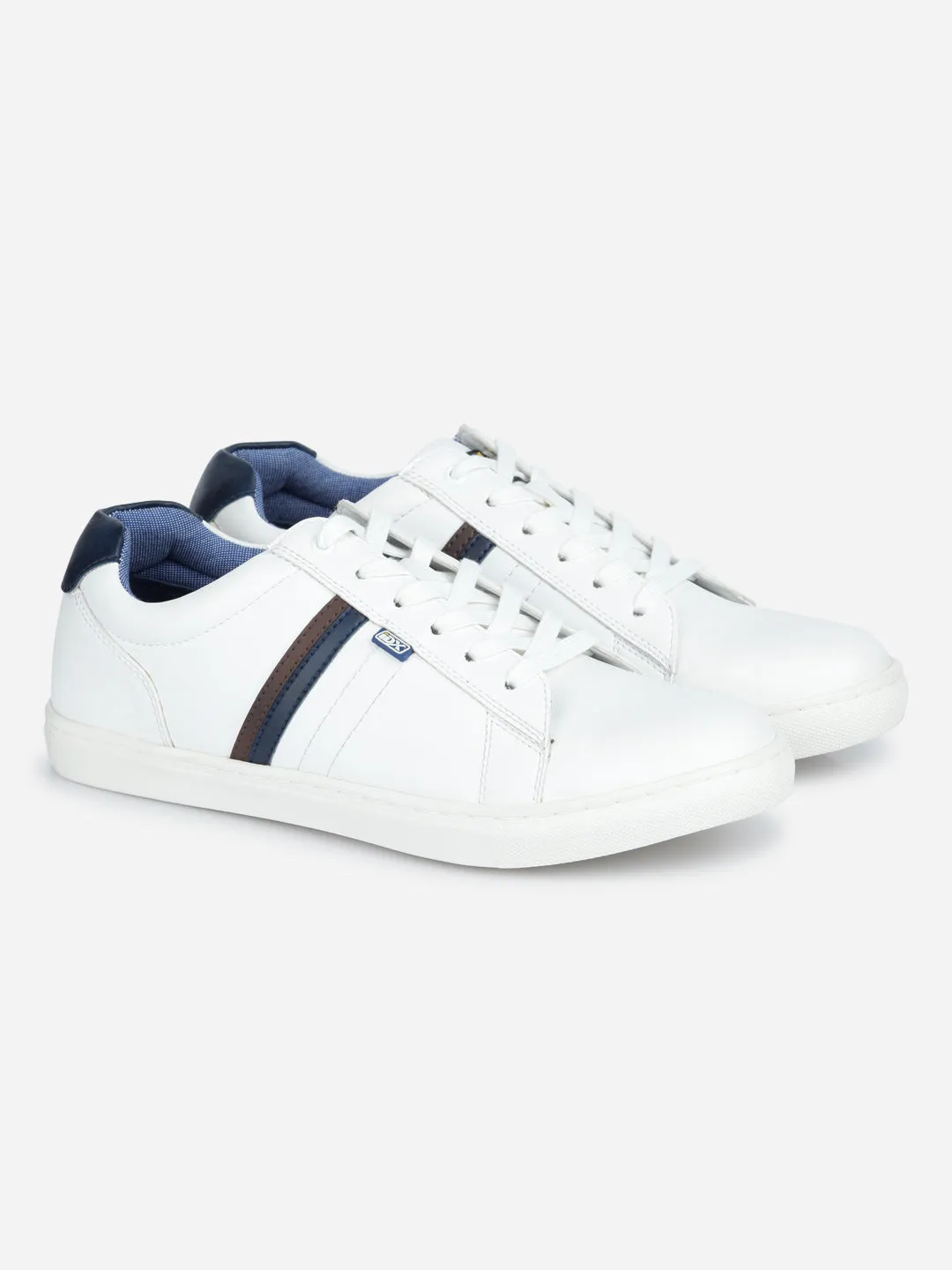 Men's White Lace Up Smart Casual Sneaker (IX1059)