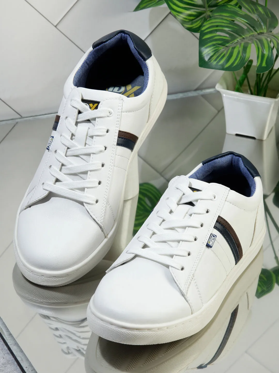 Men's White Lace Up Smart Casual Sneaker (IX1059)