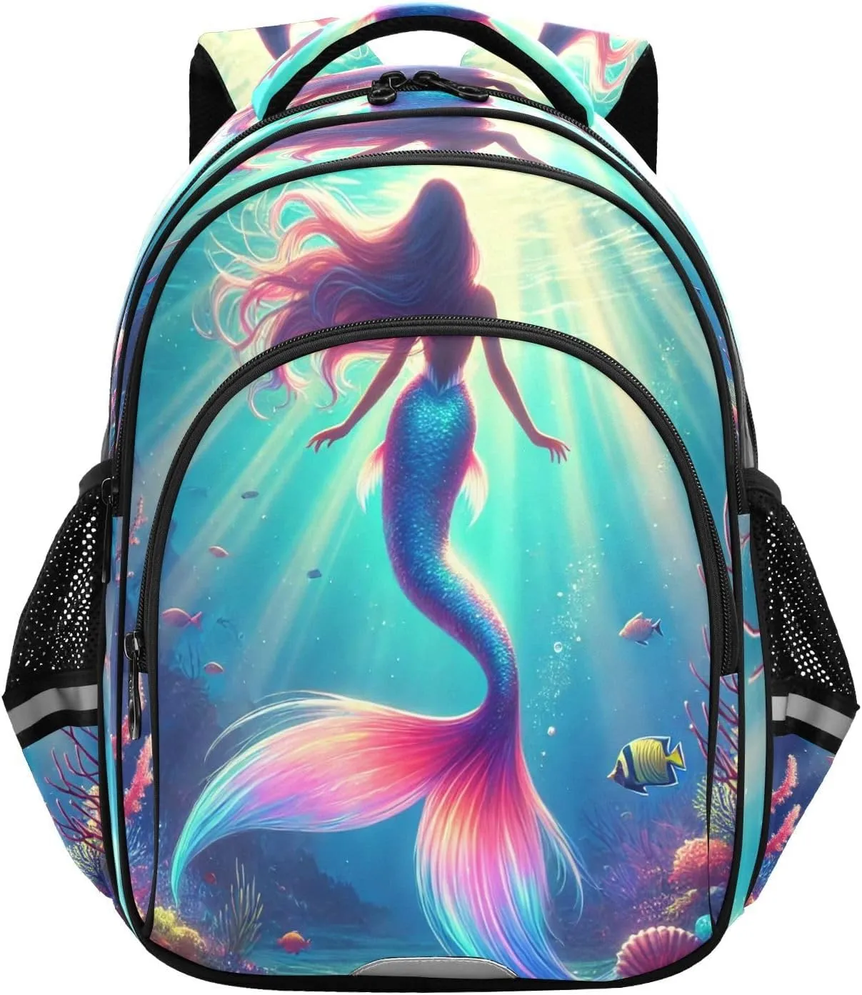 Mermaid Sea Toddler Backpack for Boys Girls 3-8 Kids Backpack for Elementary School Bag for Preschool Bookbags for Kindergarten 15.3in