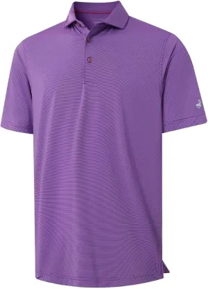 MICHEL ROUEN Golf Shirts for Men Short Sleeve Lightweight Quick Dry Pin Striped Casual Collared Polo Shirts