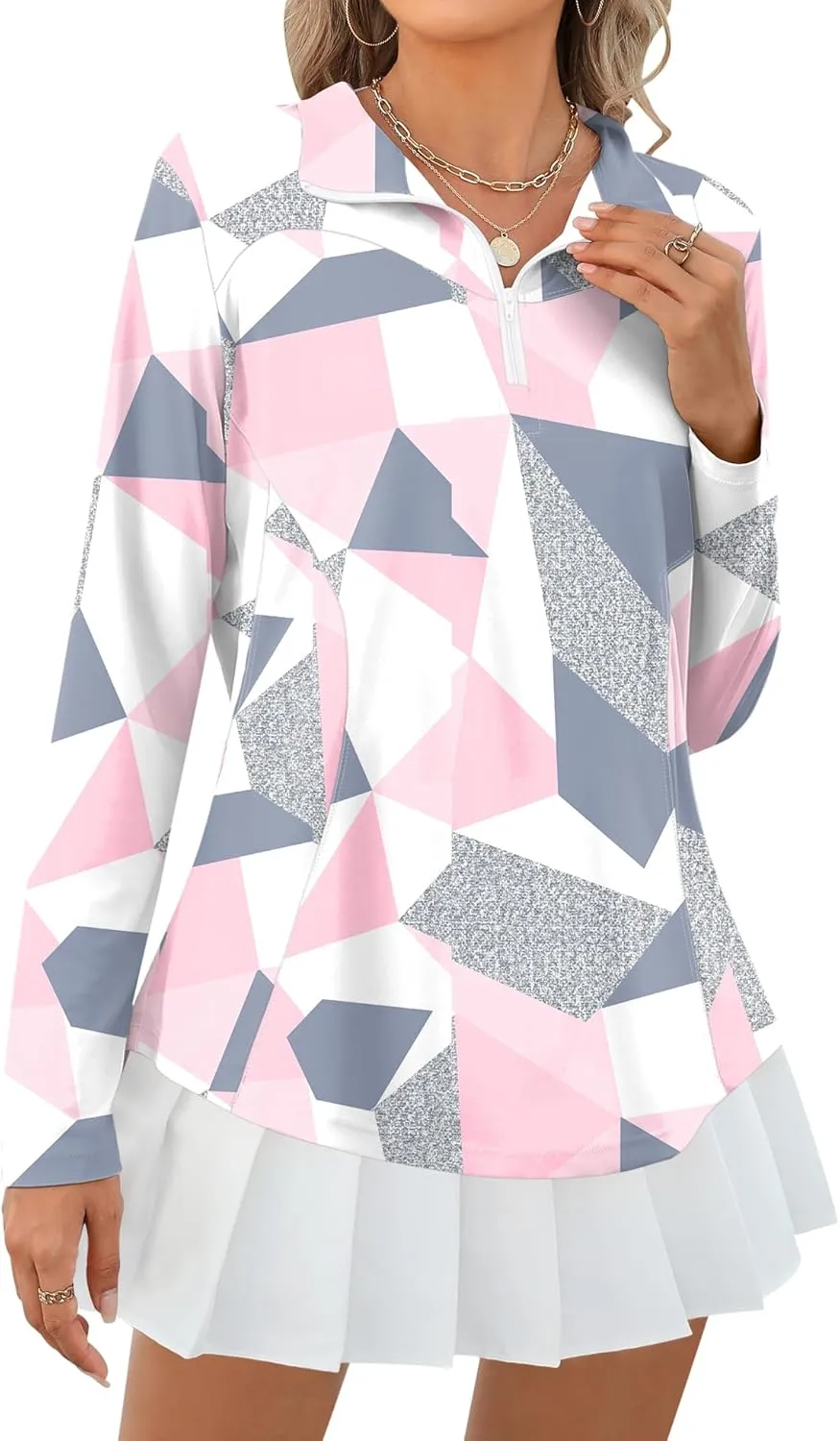 Micoson Womens Long Sleeve Shirts Sun Protection Quarter Zip Pullover Lightweight Athletic Golf Hiking Shirts Tops