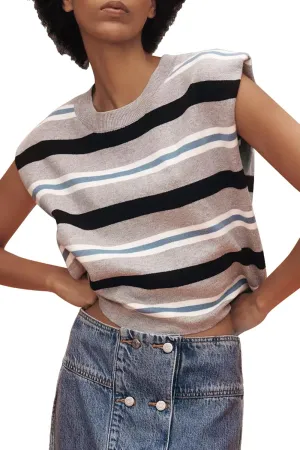 Moreone Womens Sweater Vest Cap Sleeve Crew Neck Sleeveless Casual Ribbed Knit Cropped Pullover Tank Tops