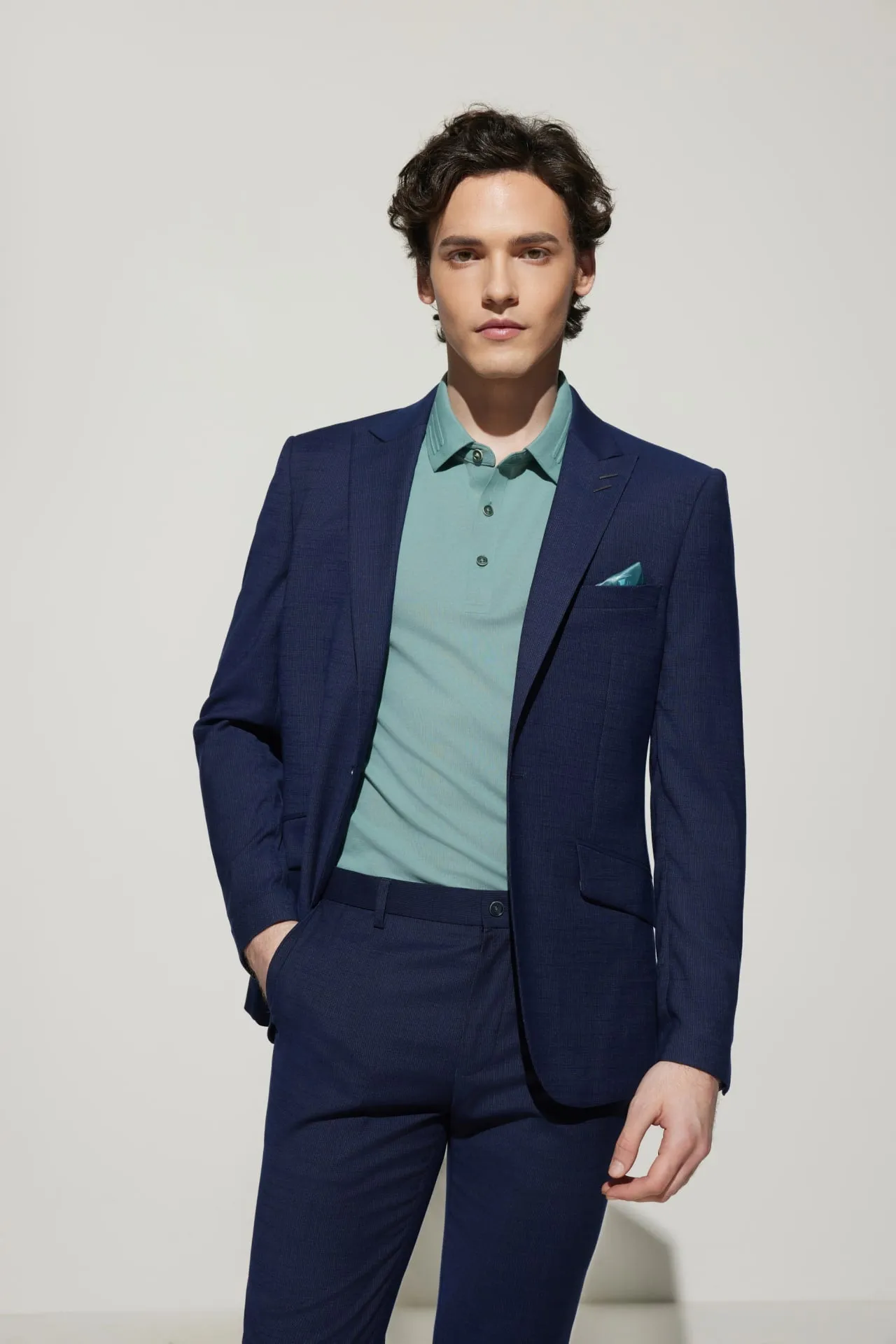 Multi-Way Stretch Slim Fit Texture Suit Blazer