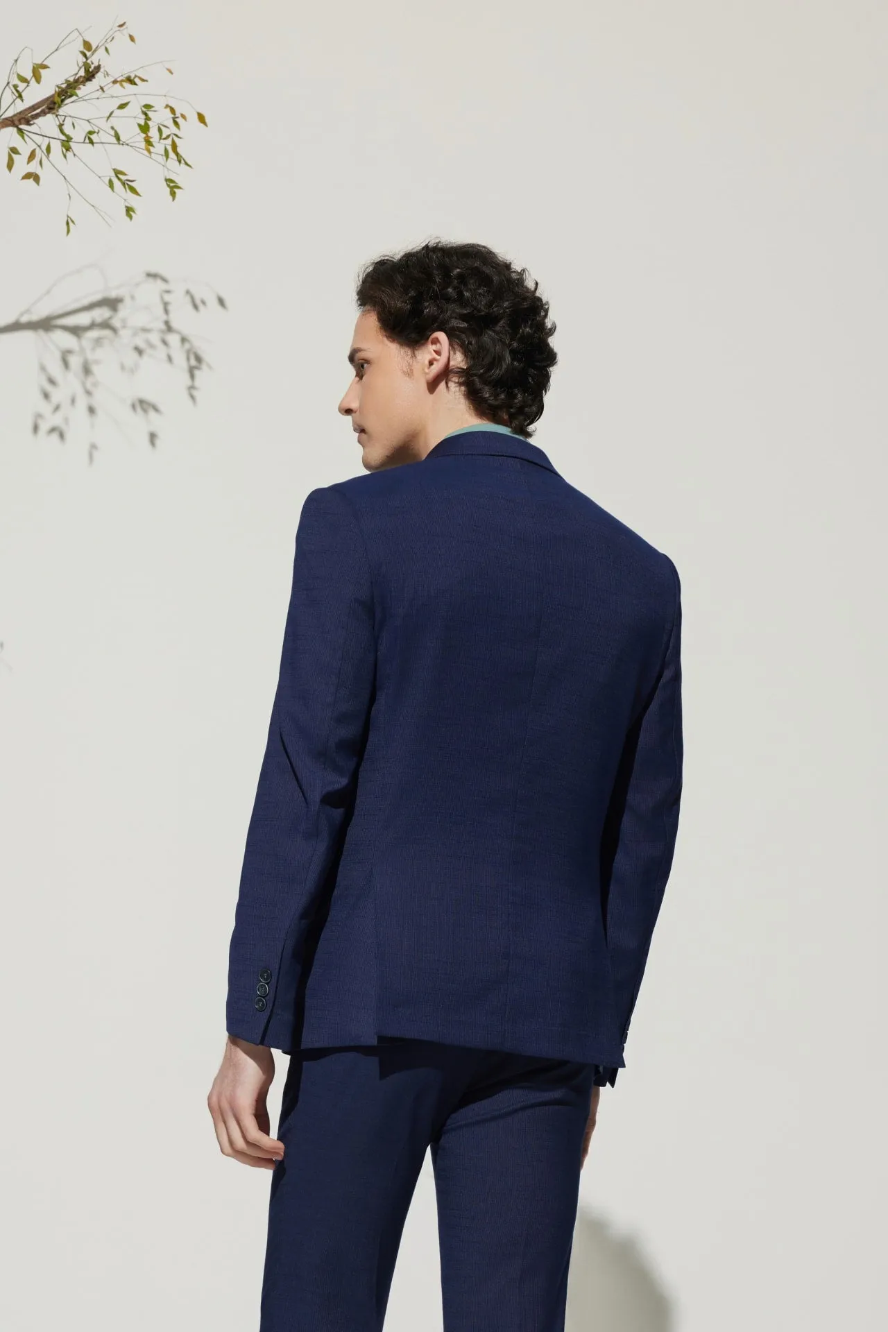 Multi-Way Stretch Slim Fit Texture Suit Blazer