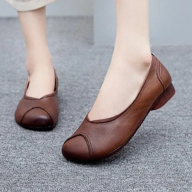 New Fashion Soft Bottom Women Flats Pu Leather Mother Shoes Comfort Oxford Shoes for Women