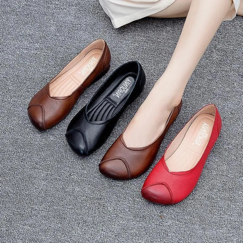 New Fashion Soft Bottom Women Flats Pu Leather Mother Shoes Comfort Oxford Shoes for Women