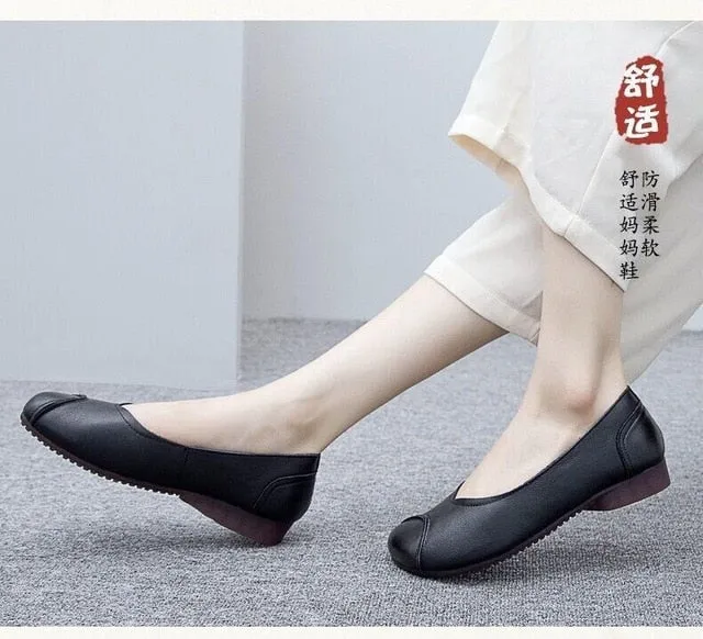 New Fashion Soft Bottom Women Flats Pu Leather Mother Shoes Comfort Oxford Shoes for Women