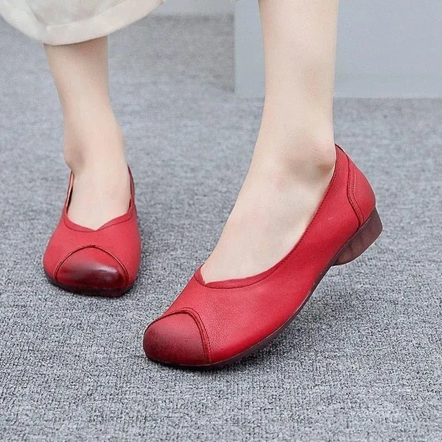 New Fashion Soft Bottom Women Flats Pu Leather Mother Shoes Comfort Oxford Shoes for Women