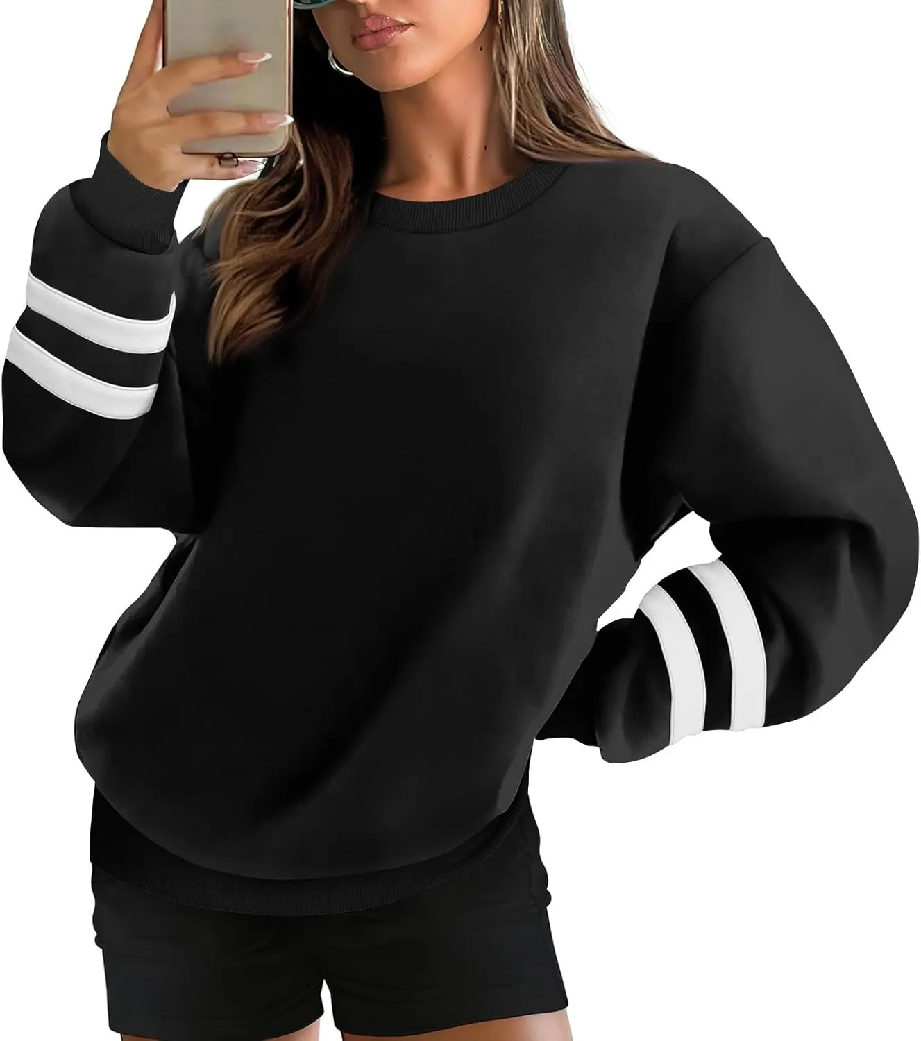 Oversized Sweatshirt For Women Trendy Crewneck Long Sleeve Fall Winter Clothes 2024 Solid Hoodie Pullover