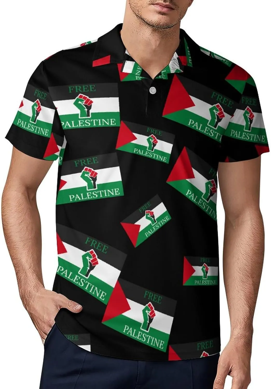 Palestinian Free Palestine Polo Shirts for Men Short Sleeve Sports Quick Dry Golf Tennis Shirt