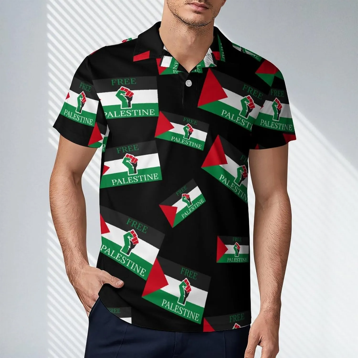 Palestinian Free Palestine Polo Shirts for Men Short Sleeve Sports Quick Dry Golf Tennis Shirt