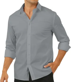 Percle Men's Wrinkle Free Dress Shirts Slim Fit Wedding Formal Button Down Shirt Casual Business Shirts