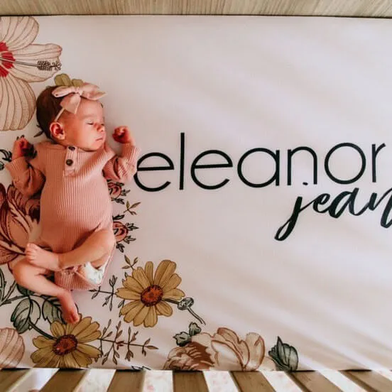 Peyton's Vintage Floral Personalized Crib Sheet