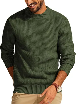 PJ PAUL JONES Men's Crewneck Pullover Sweater Casual Thick Weave Textured Sweaters